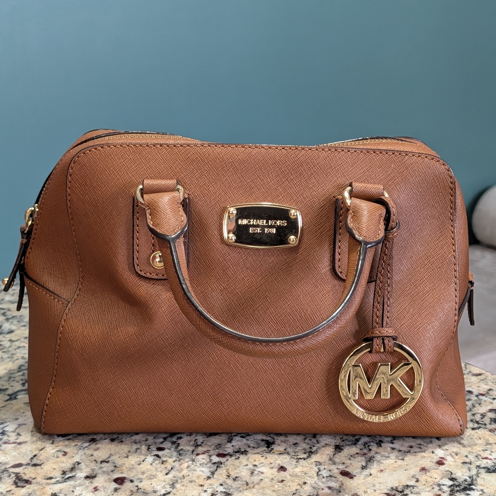 MICHAEL Michael Kors LAILA  Brown Leather Satchel - Picture 2 of 16